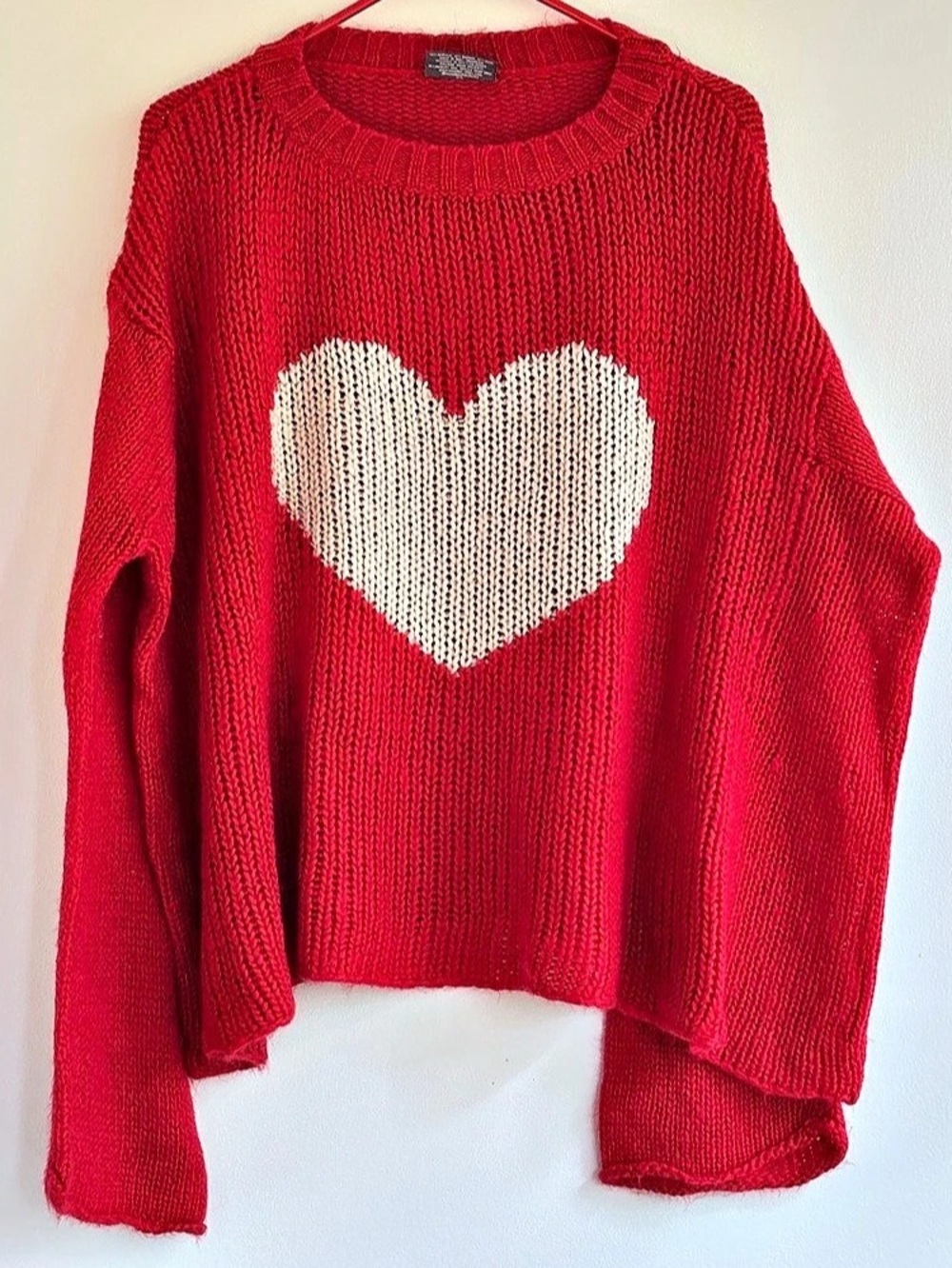 Wooden Ships Paola Buendia Heart Sweater Heart Knit Sweater in Red